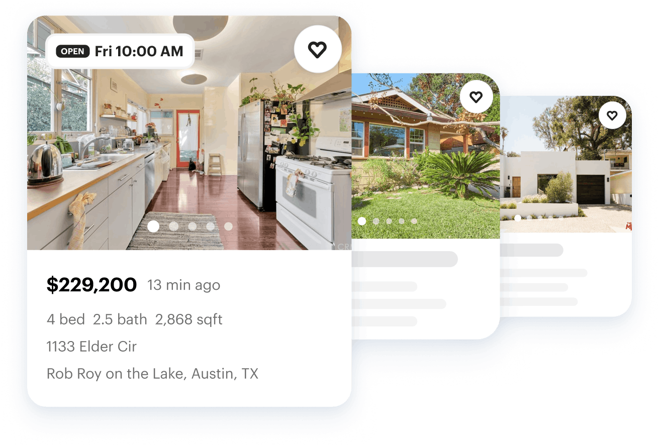 Hero image - Listings and details of homes for sale.